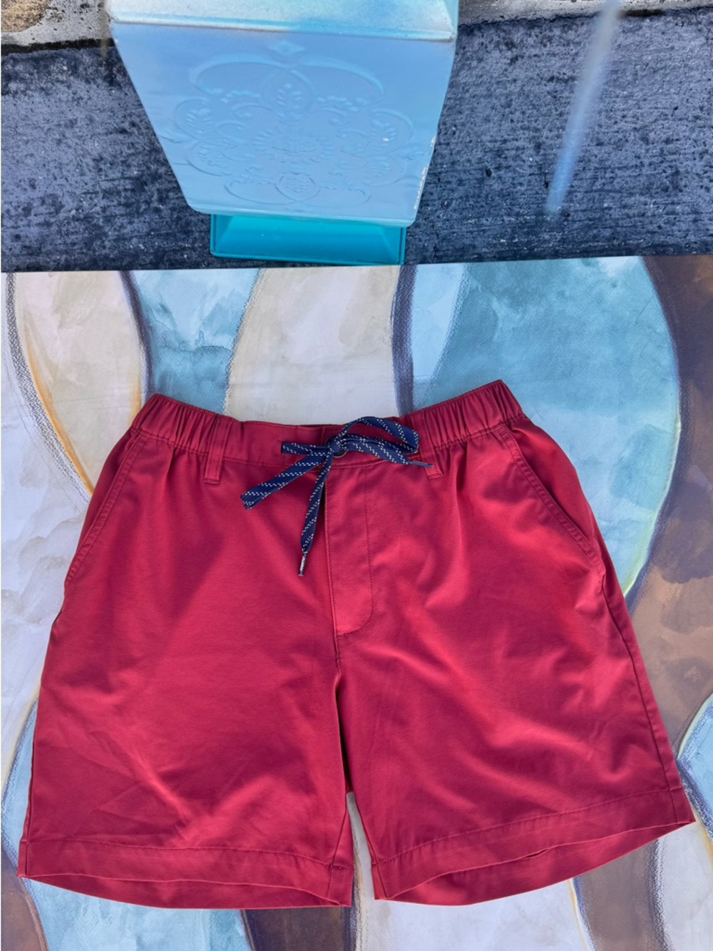 chubbies Red Elastic Drawstring Hybrid Shorts